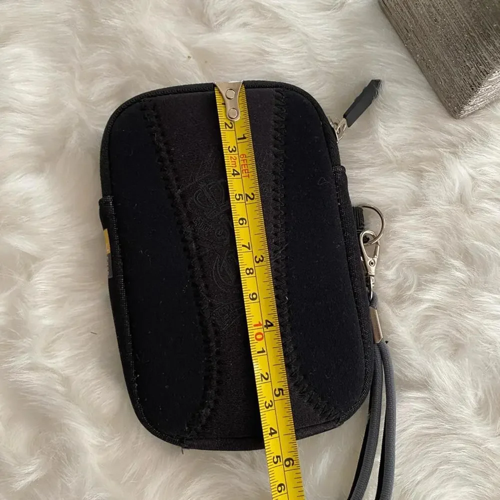 Black Wristlet Clutch Bag with Zipper Closure